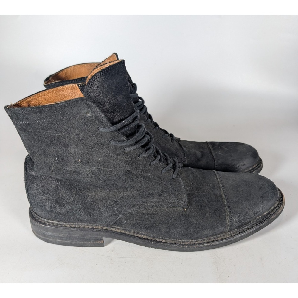 Frye Seth Mens Size: 10 D Toe Cap Boots Black Full Grain Suede Leather Ankle